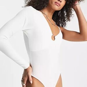 One shoulder Zara White Bodysuit